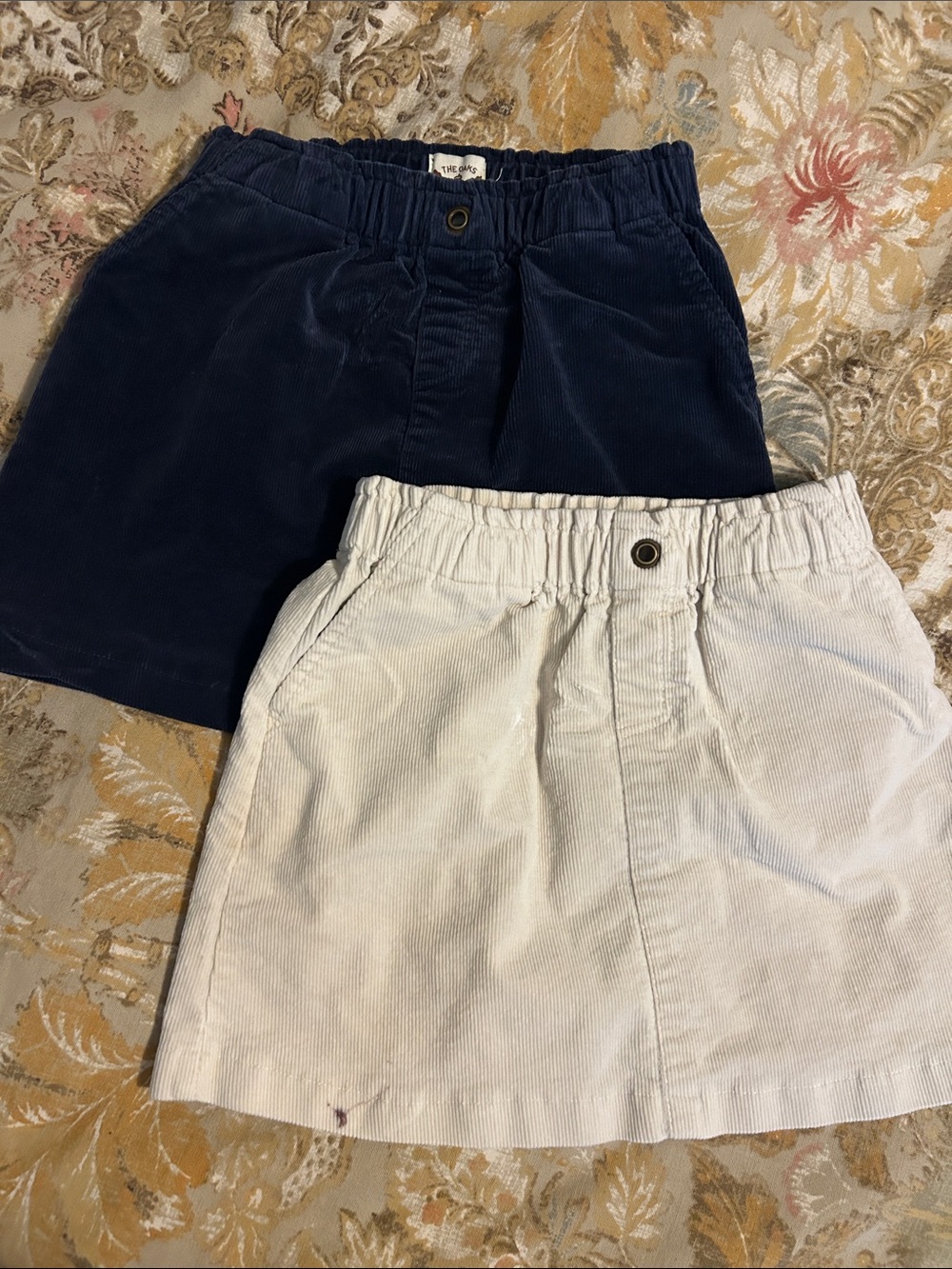 Girls Corduroy Skorts in Navy and Cream
